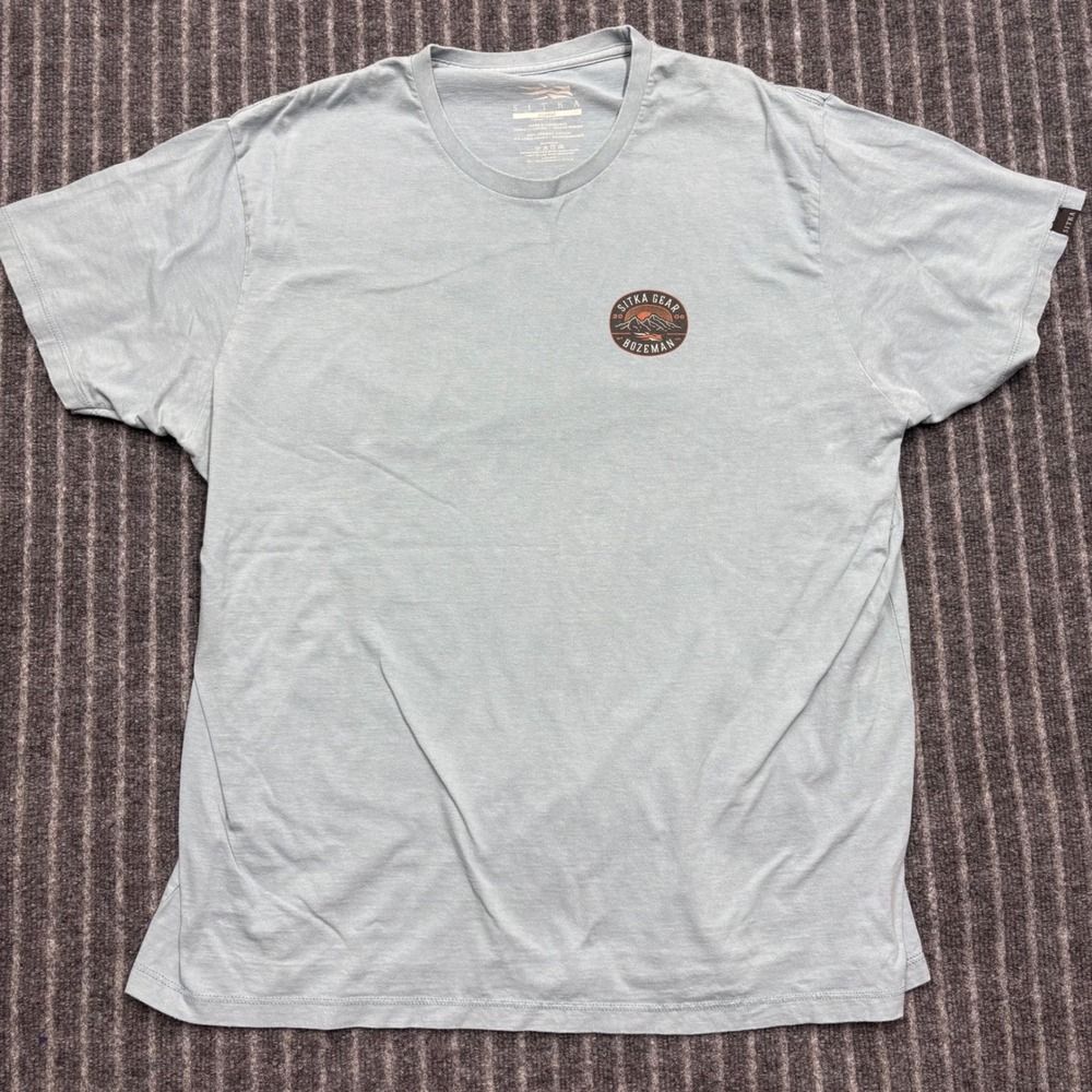 Sitka Gear Mens T-Shirt XL Blue Bozeman MT Mountain Graphic Organic Cotton Tee